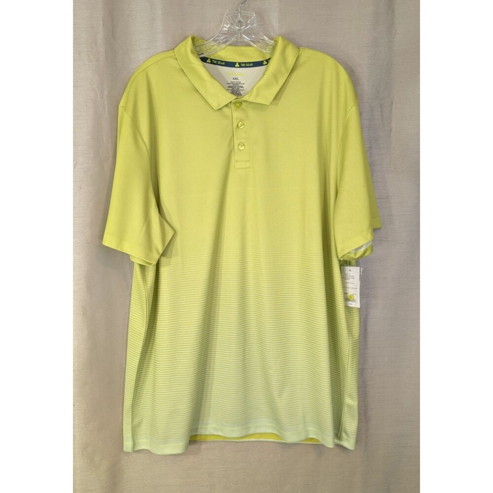 Tek Gear Golf Polo Shirt Men's Size XXL - Striped Lime Green NEW